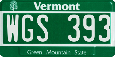 VT license plate WGS393