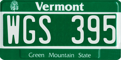 VT license plate WGS395