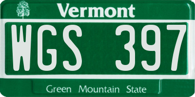 VT license plate WGS397