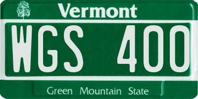 VT license plate WGS400