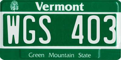 VT license plate WGS403