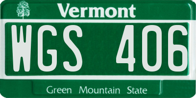 VT license plate WGS406