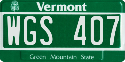 VT license plate WGS407