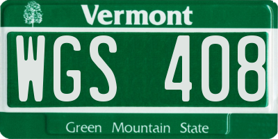 VT license plate WGS408