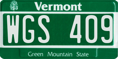 VT license plate WGS409