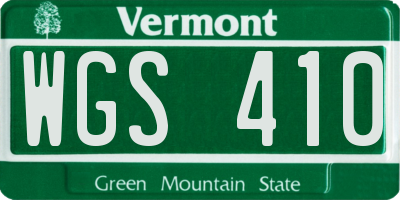 VT license plate WGS410