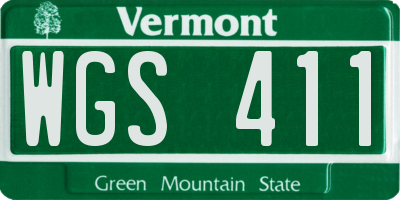 VT license plate WGS411