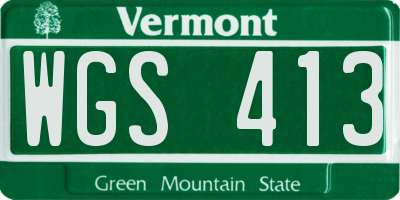 VT license plate WGS413