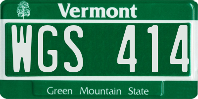 VT license plate WGS414