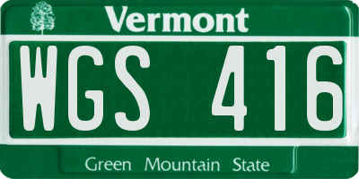 VT license plate WGS416