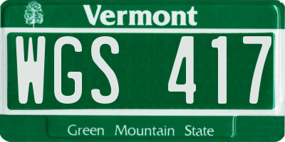 VT license plate WGS417