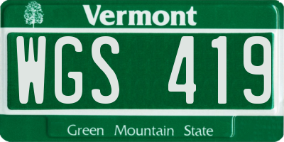 VT license plate WGS419