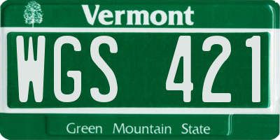 VT license plate WGS421