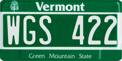 VT license plate WGS422
