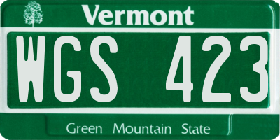 VT license plate WGS423