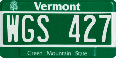 VT license plate WGS427