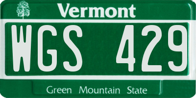 VT license plate WGS429