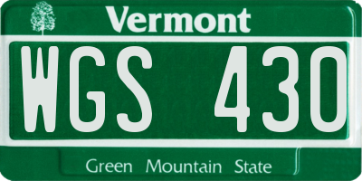 VT license plate WGS430