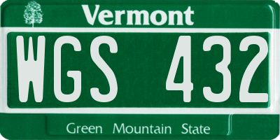 VT license plate WGS432