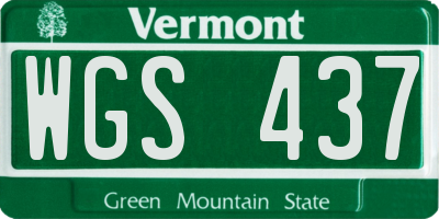VT license plate WGS437