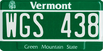 VT license plate WGS438