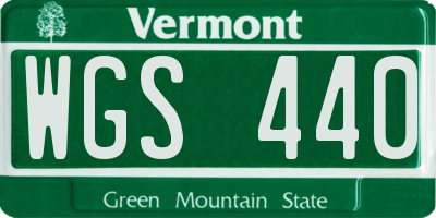 VT license plate WGS440