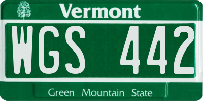 VT license plate WGS442