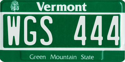 VT license plate WGS444