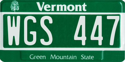 VT license plate WGS447