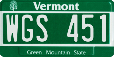 VT license plate WGS451