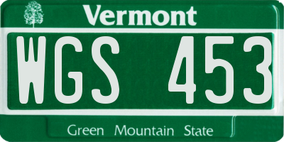 VT license plate WGS453