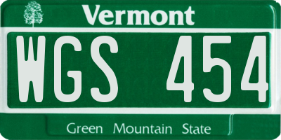 VT license plate WGS454