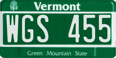 VT license plate WGS455