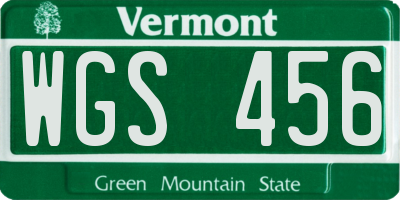 VT license plate WGS456