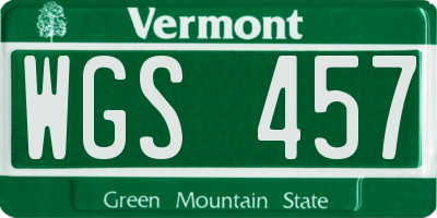 VT license plate WGS457
