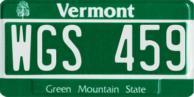 VT license plate WGS459