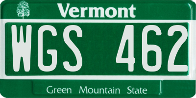 VT license plate WGS462
