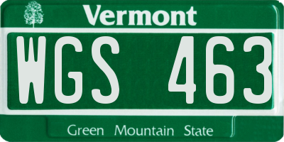 VT license plate WGS463