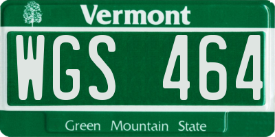 VT license plate WGS464
