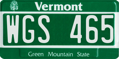VT license plate WGS465