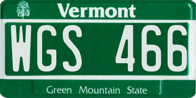 VT license plate WGS466