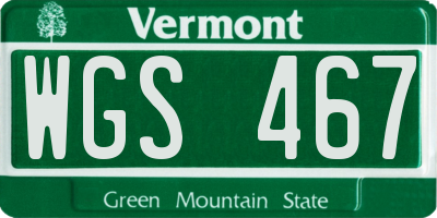 VT license plate WGS467