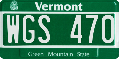 VT license plate WGS470