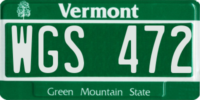 VT license plate WGS472
