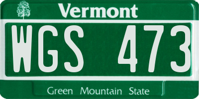 VT license plate WGS473