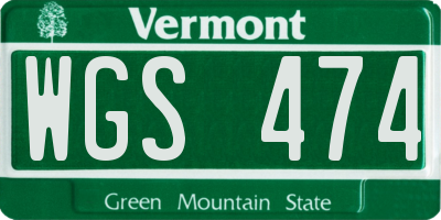 VT license plate WGS474