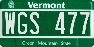 VT license plate WGS477