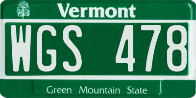 VT license plate WGS478