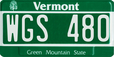 VT license plate WGS480