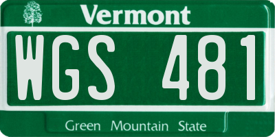VT license plate WGS481